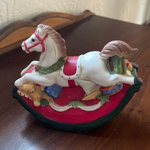 Saks Fifth Avenue Vintage Silvestri Porcelain "Toyland" Windup Rocking Horse